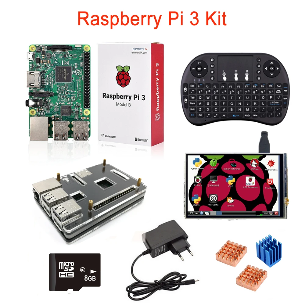 Raspberry Pi 3 3 5 Inch LCD Touch Screen 8G SD Card Wireless Remote Keyboard 5