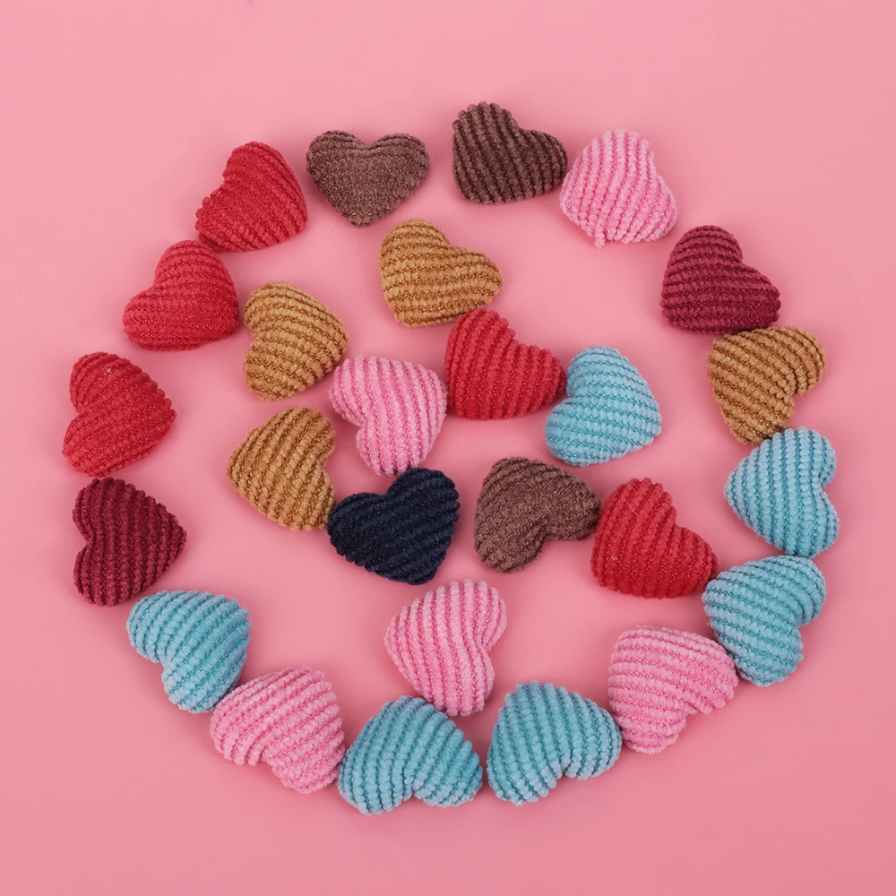 

NEW 20pcs Mix Colors 20mm Corduroy Heart Shape Kids Clothes Covered Button Flat back Cabochon DIY Decoration Buttons