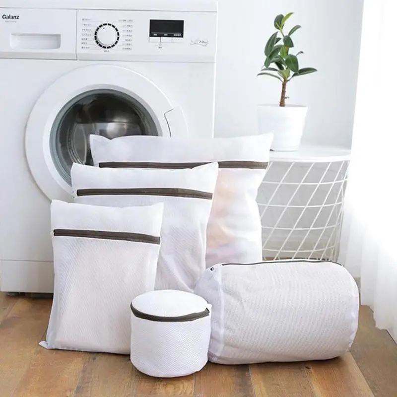 

6 Sizes Zippered Mesh Laundry Wash Bags Foldable Delicates Lingerie Bra Socks Underwear Washing Machine Clothes Protection Net