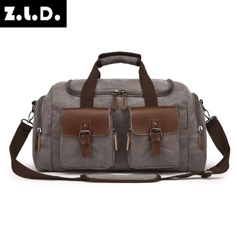 Z.L.D. Мужская холщовая кожаная дорожная сумка высококачественный багаж сумка большой емкости Вещевой мешок сумка дорожная сумка большая