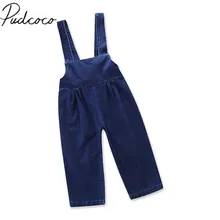 Фирменная Новинка для новорожденных, младенцев Одежда для детей; малышей; девочек Джинсовые комбинезоны ремень комбинезон комбинезон, костюм Однотонная одежда От 1 до 6 лет