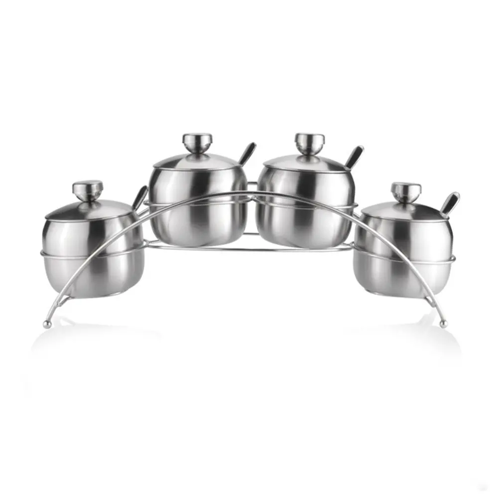 

Seasoning Containers Organizer Stainless Steel Seasoning Holder with Spoon Cooking tool set