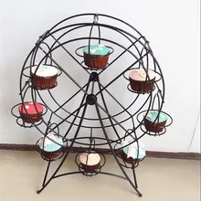 Кованого железа металлический держатель дисплея для десерт торт с колесо обозрения Кекс Стенд 8 чашки