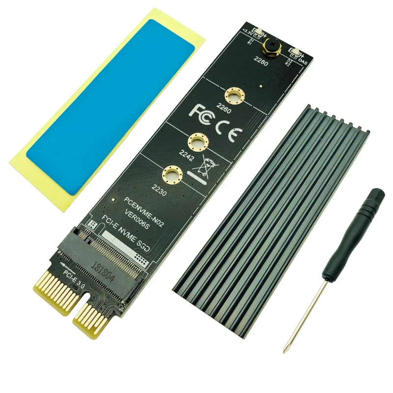 PCI-E PCI Express 3,0X1 M.2 M ключ Интерфейс NVMe SSD PCIE M.2 переходная карта адаптер радиатора SSD 2230 2242 2260 2280 полный Скорость - Цвет: Черный