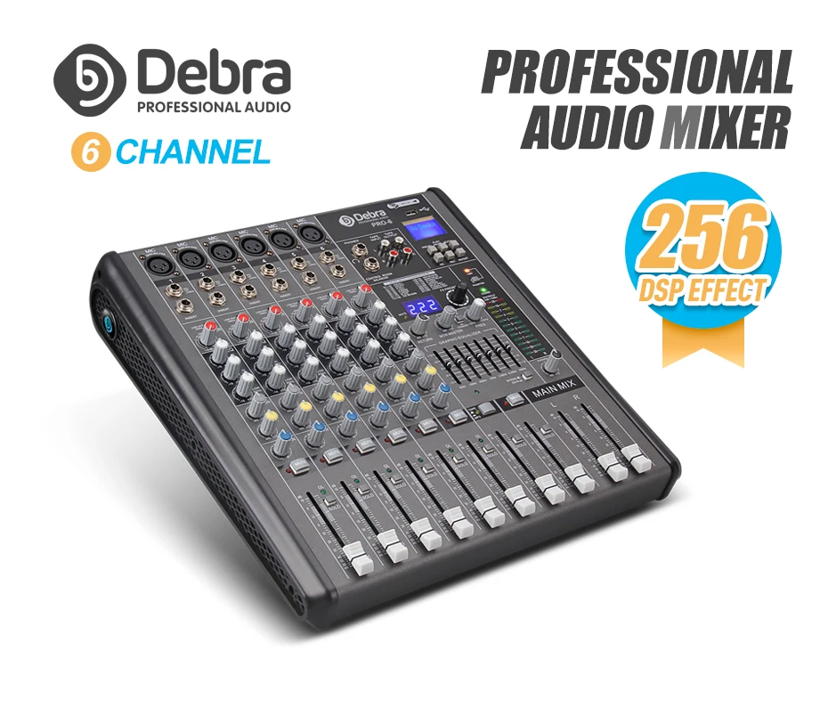 Профессиональный Debra Audio PRO 6 каналов с 256 DSP звуковые эффекты Bluetooth студийный микшер аудио-DJ звуковой контроллер Interf