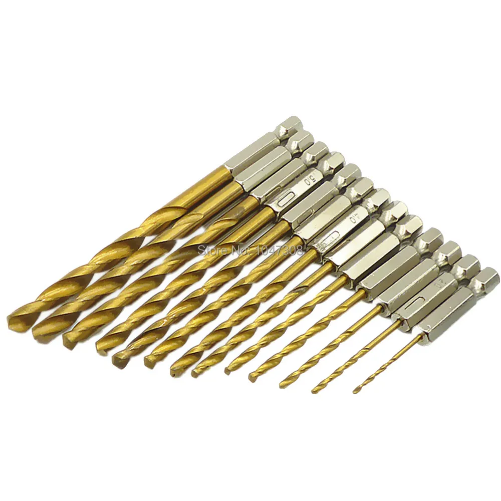 13pcs Titanium Coated Drill Bit Set Hss High Speed Steel Twist Drill