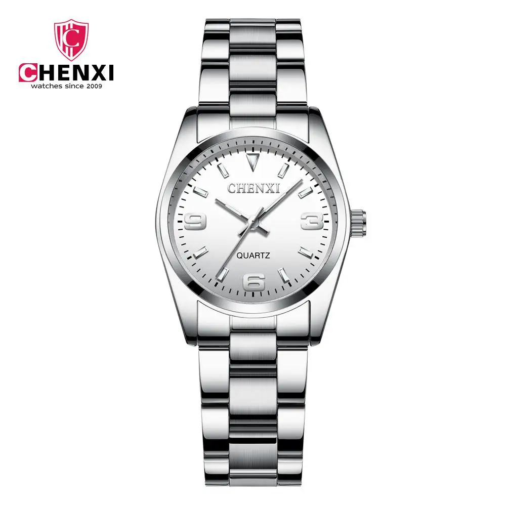 Модные Chenxi Брендовые женские студенческие повседневные часы Подарочные часы водонепроницаемые парные кварцевые наручные часы 003A - Цвет: White For Lady