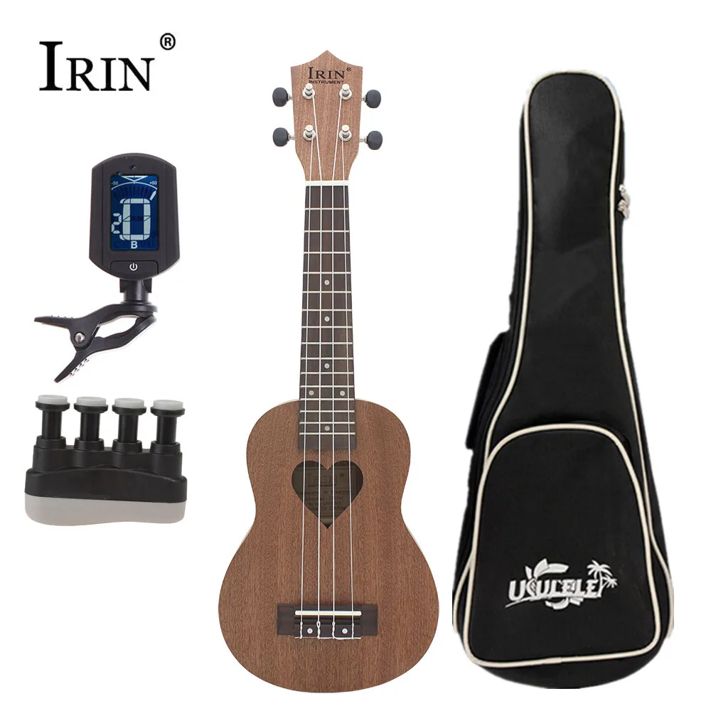 

21 Inch Ukulele Sapele Heat-shaped Sound Hole Hawaii 4 String Guitar Ukelele for Beginner Children + Bag Tuner Finger Trainer