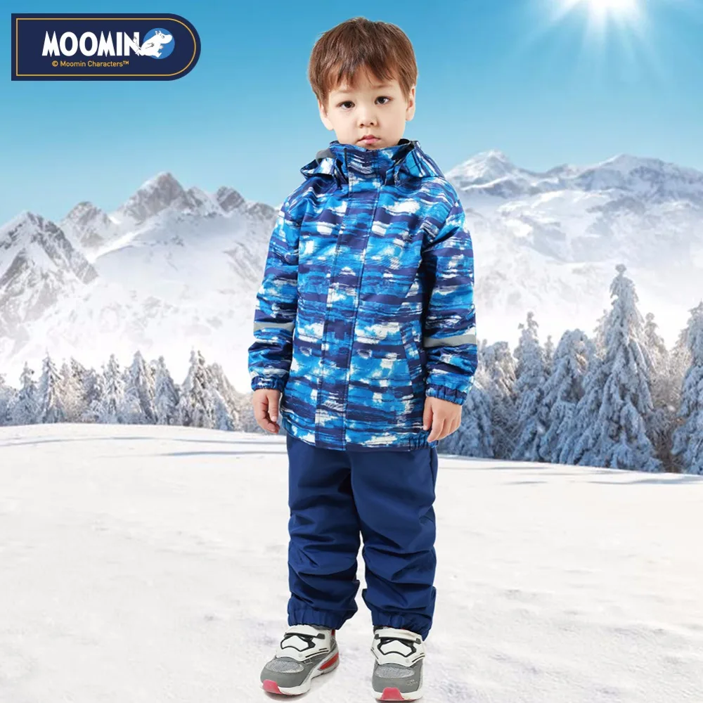 Skup Muminki 2016 new arrival jesień ciepłe ubrania dla dzieci zestaw znaków wodoodporna wiatrówka z golfem na zamek błyskawiczny chłopców ubrania zestaw