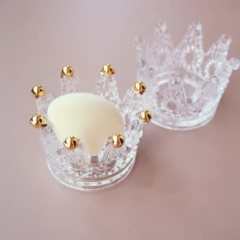 

ILFML Creative Glass Crown Makeup Puff Rack Drying Hanger Beauty Makeup Powder Puff Storage Rack Sponge Drying Stand Holder