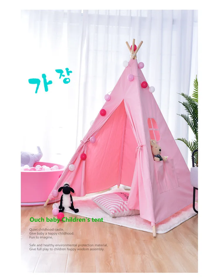 Детская игровая палатка хлопок холст типи для домик для ребенка Ins Горячая складная детская игрушка палатка детская палатка четыре шеста