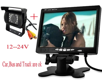 

BUS Truck Car Backup Camera + 800 x 480 7'' Color TFT LCD HD Car Monitor For DVD quality Camera with remote hot sale