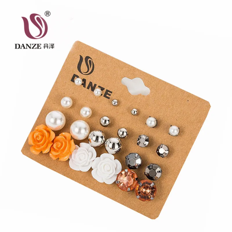 

DANZE New Design 20/30 Pairs/Set Stud Earrings Set For Women Girls Pearls Flowers Unicorn Crystals Rainbow Heart Stud Earrings