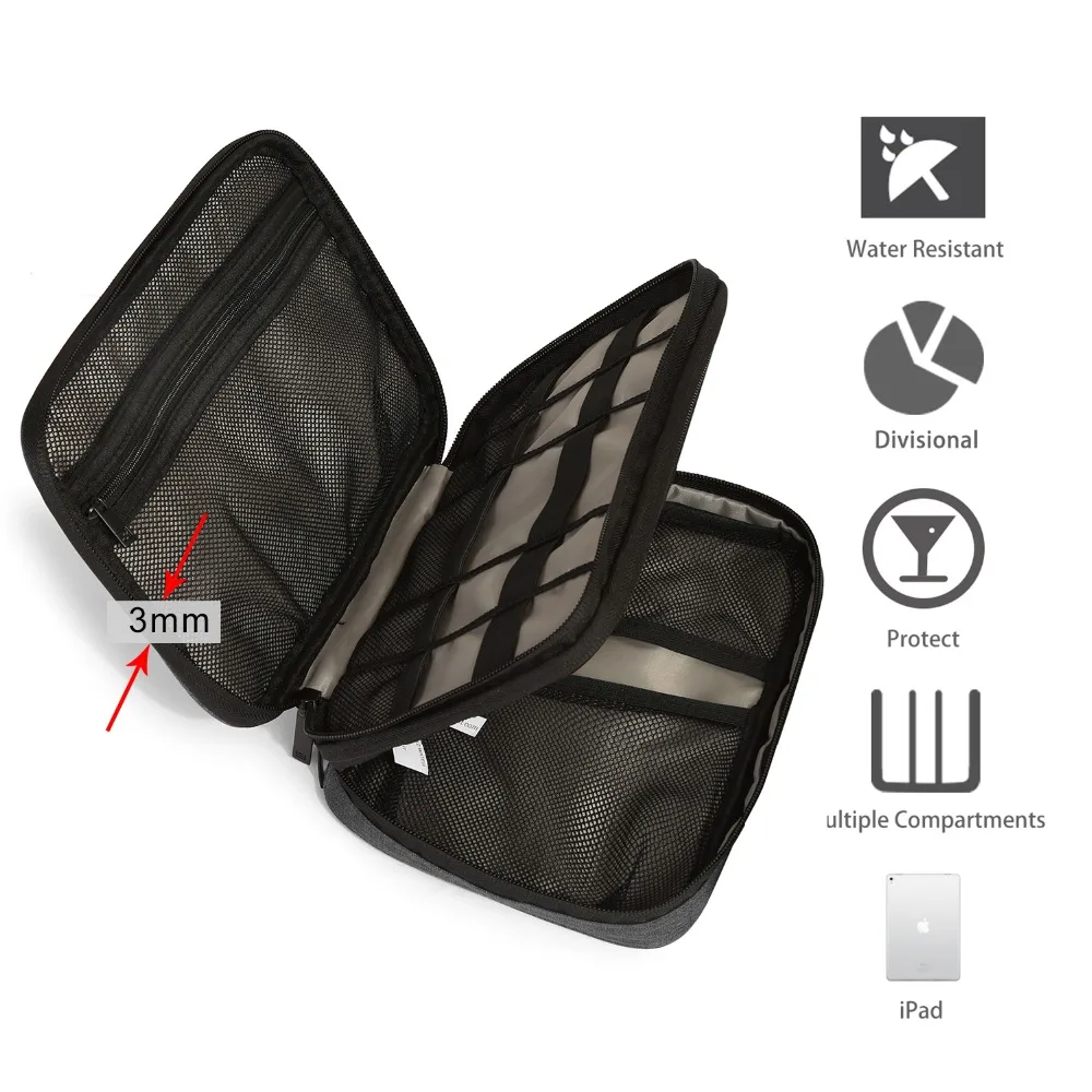 BAGSMART Electronic Accessories Travel Bag Nylon Organizer For SD Card USB Cable Kindle iPad Charger Portable Accessories Bag