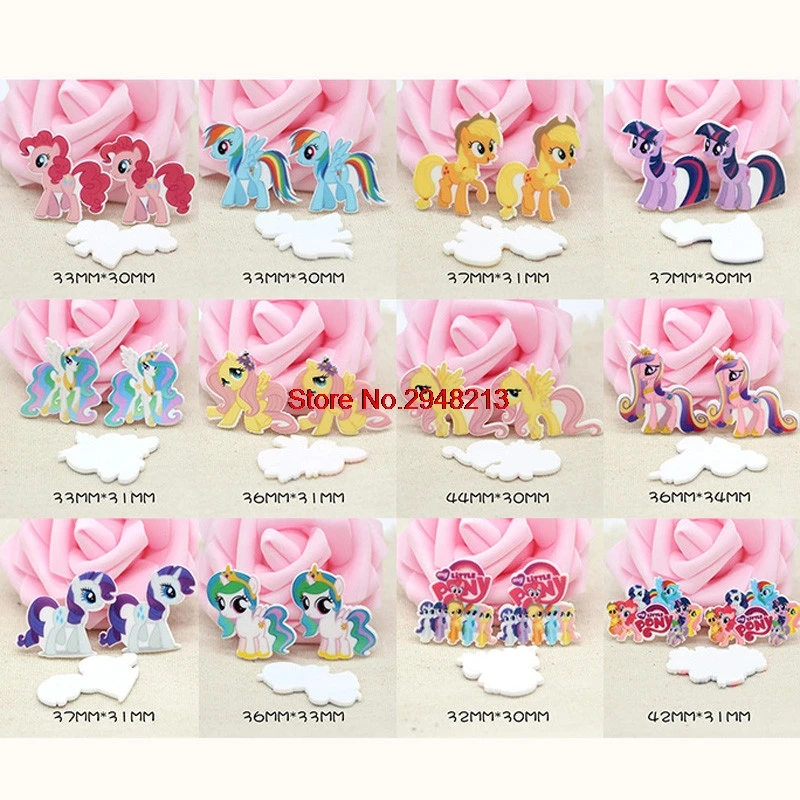 

Mixed Printed Cartoon Horse planar resin crafts for DIY Crafts flatback resin decoration 50pcs RETTX33