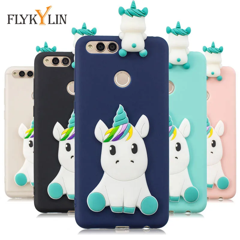 Soft TPU Case for Fundas Huawei Honor 7X Cover For Coque 7 X 3D Cute Cartoon Unicorn Panda DIY Silicon Capa |
