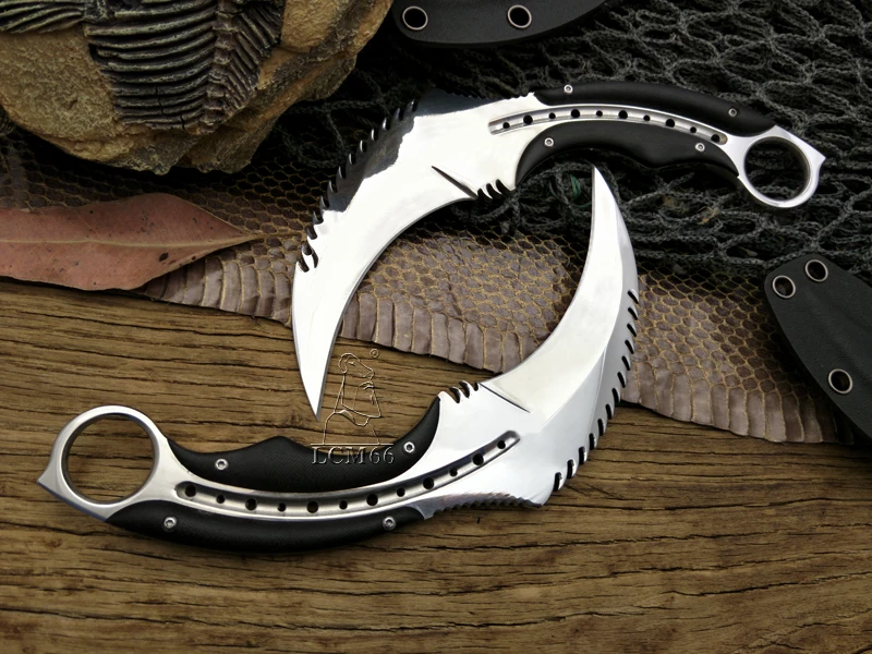 LCM66 Mirror light scorpion claw knife outdoor camping jungle survival battle karambit Fixed blade hunting knives self defense LCM66 Mirror light scorpion claw knife outdoor camping jungle survival battle karambit Fixed blade hunting knives self defense