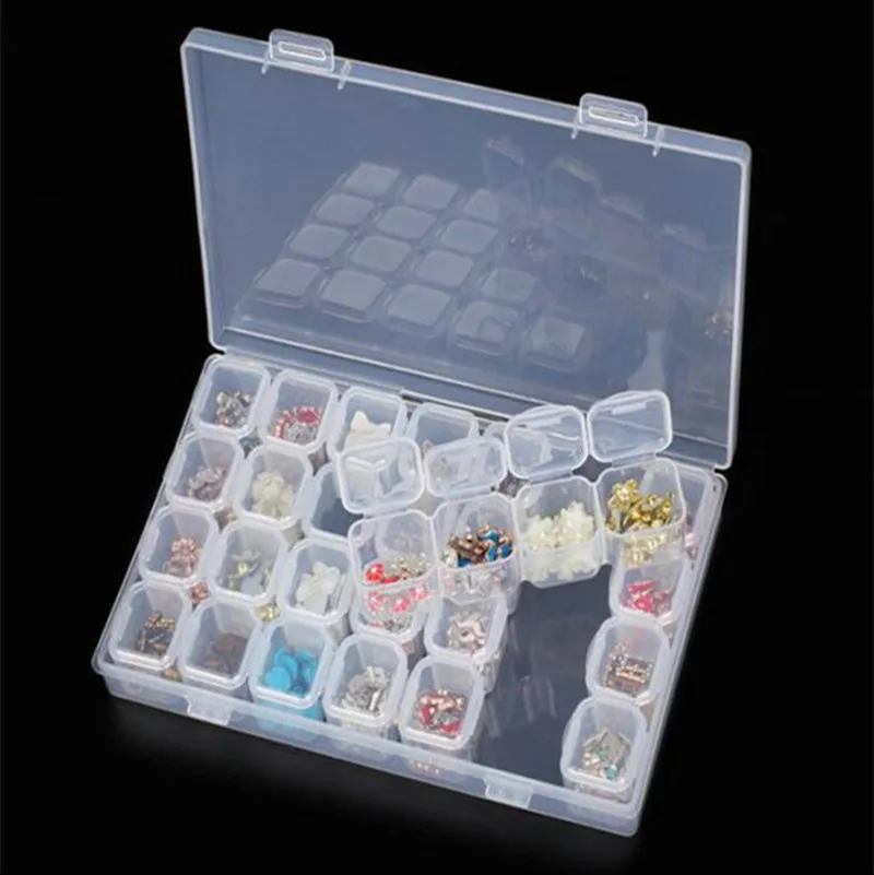 

28 Slots Diamond Painting Kit Plastic Storage Box Nail Art Rhinestone Tool Diamond Embroidery Accessories Cross Stitch Earring