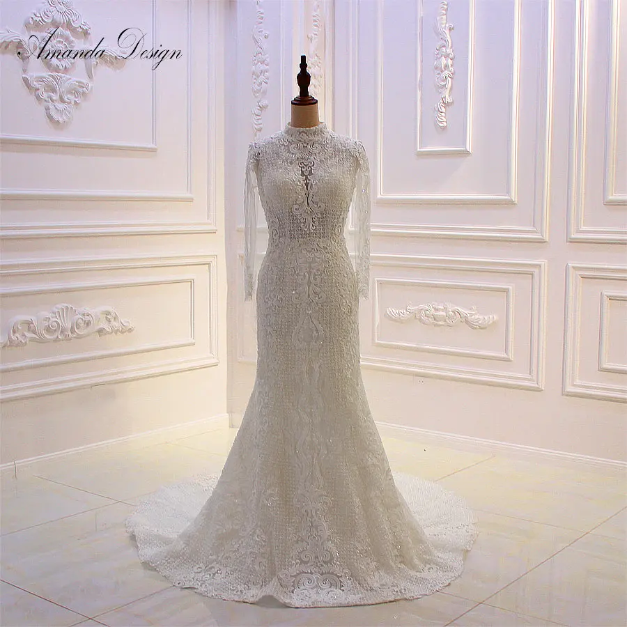 Свадебное платье с высоким воротом и длинным рукавом Amanda Design новинка 2019 | Свадьбы