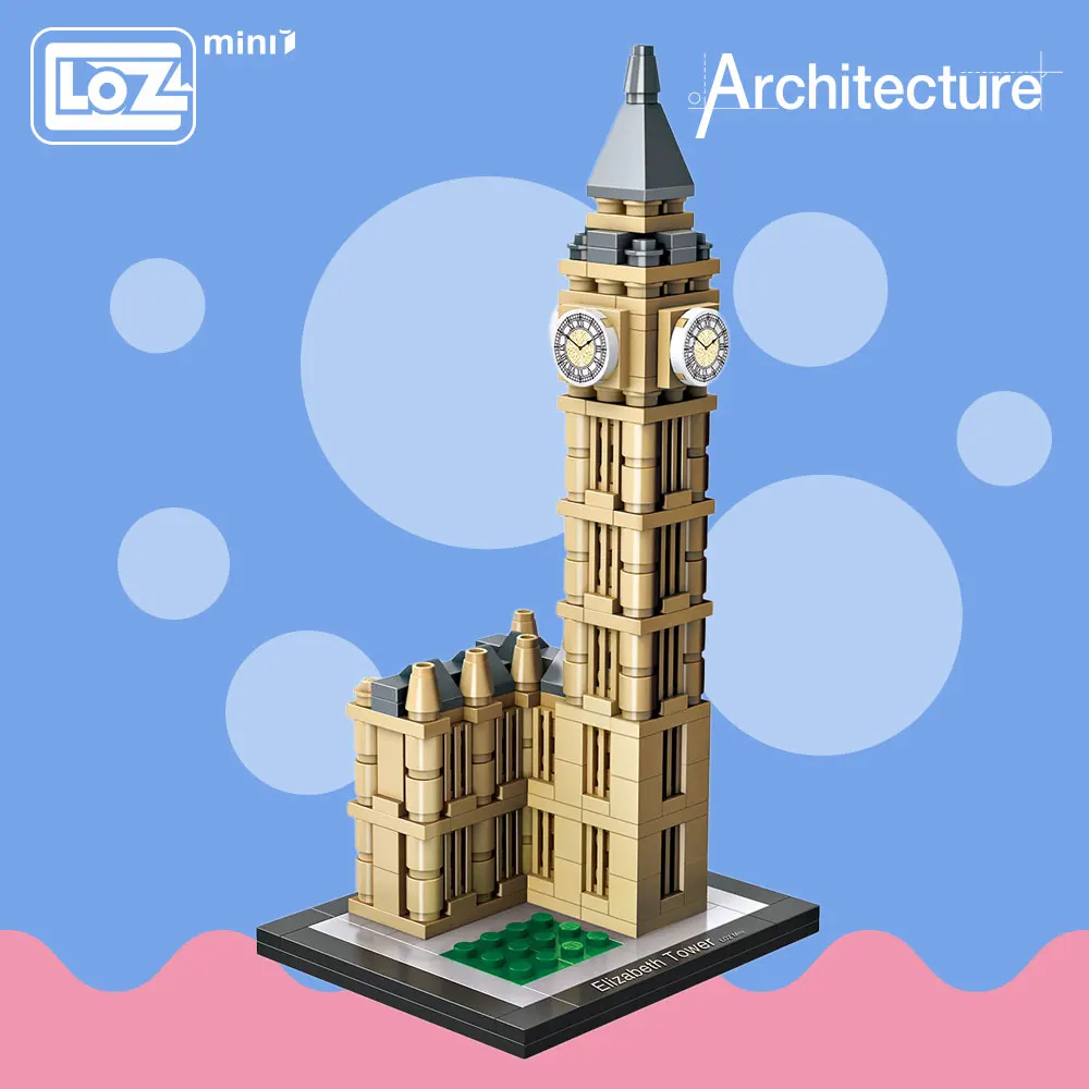 

LOZ Mini Blocks Elizabeth Tower London Big Ben Clock Famous Building Architecture Model Bigben Model Plastic Toy Bricks DIY 1004