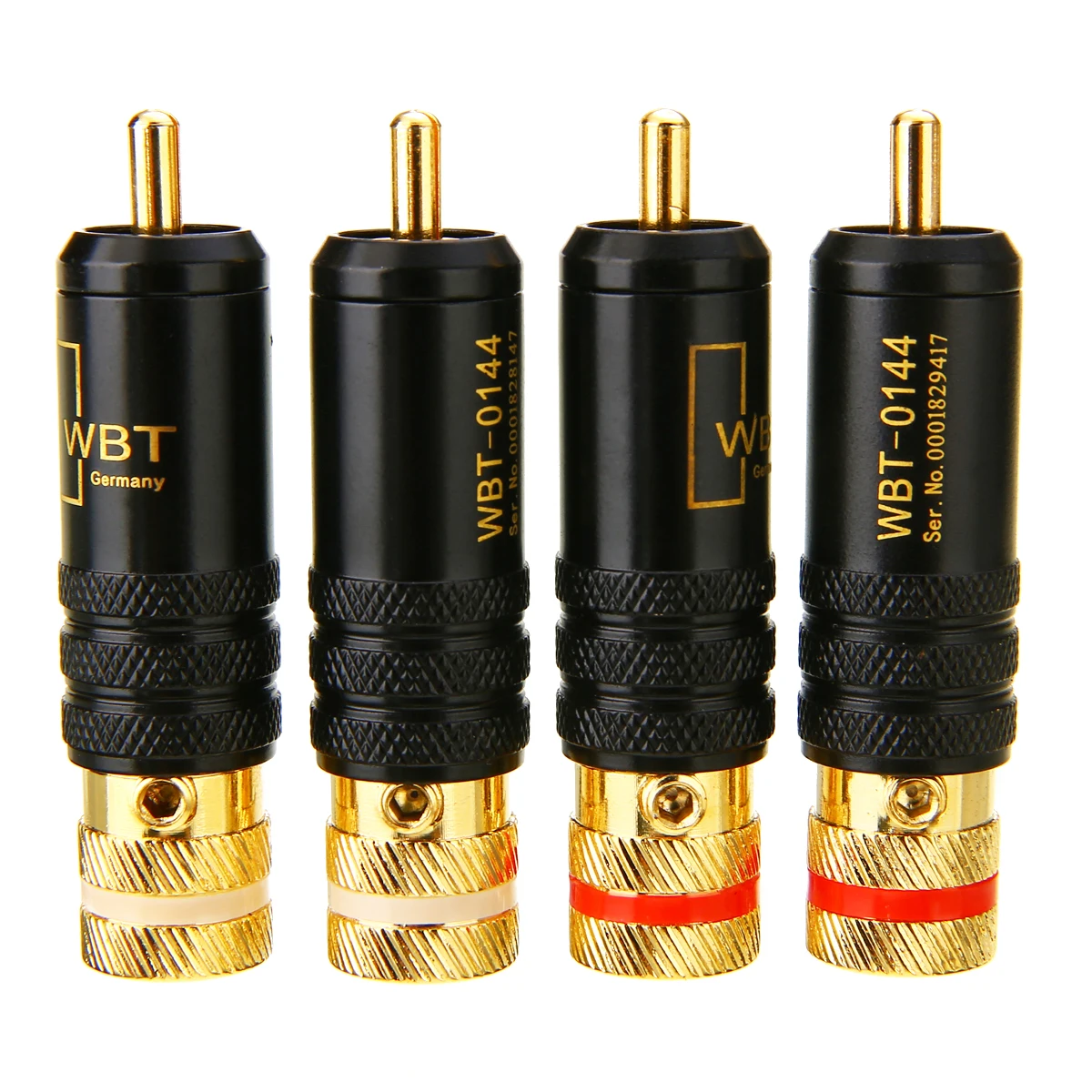 

4PCS/SET RCA Connector Gold Color Copper 53mmX13mm Copper WBT Plug Screws Soldering Audio Video Connector Assembly