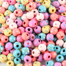 150 Uds 10mmMix punto Color cuentas de flores de madera espaciador cuentas de madera de la joyería DIY juguetes de los niños haciendo pulsera collar