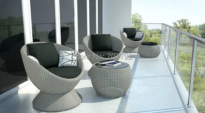 New Design Outdoor Furniture Rattan Wicker Comfort Egg Chair Set