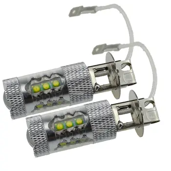 

Promo! 1 Pair Car 80W LED SMD H3 White Automobile Fog Lamp Tail NEW Light Head Light Lamp Bulb