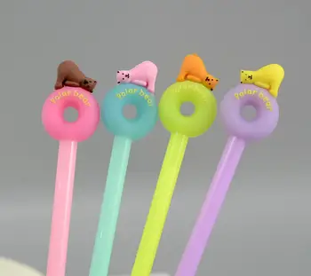 

korea cute Doughnut bear gel Pen Ink Pen School prize Office writing Supply kawaii student Stationery black needle pen 48pc/lot