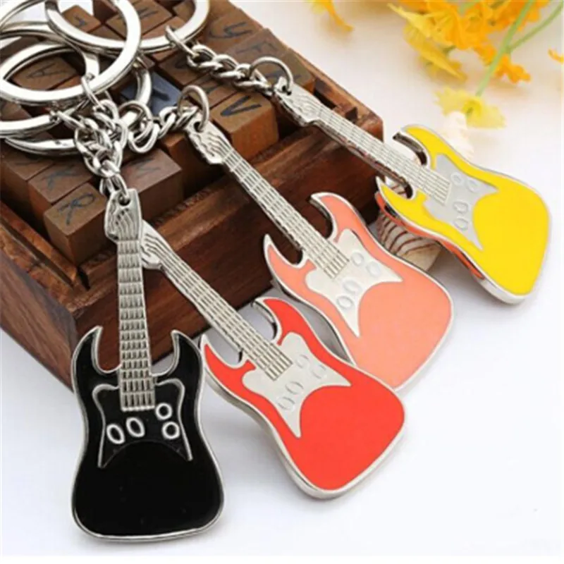 

2018 New Guitar Keychain Creative Design Bass Rock Guitar Pink Musical Instrument key Ring Gift Fashion Pendant