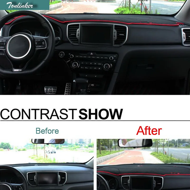

Tonlinker 1 pcs car styling Dashboard Pad Instrument Platform Desk Avoid Mats Cover case Stickers For Kia Sportage KX5 2016-17