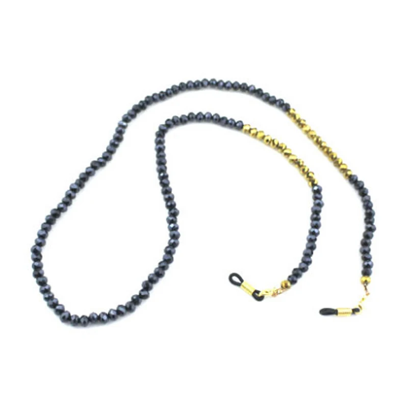 Блестящий Черный Серебряный Золотой акриловый бисер цепочка для очков цепочка ожерелье шнур для очков для чтения Держатель шейный ремешок веревка для очков - Цвет: Gold