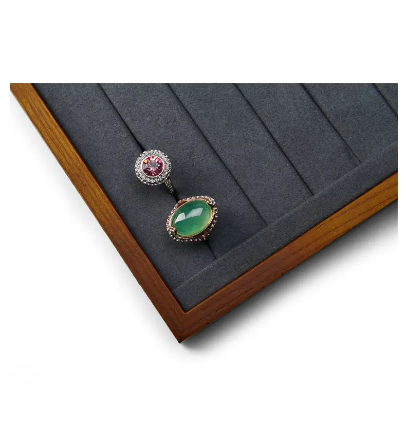 Fanxi деревянный лоток для ювелирных изделий с микрофиброй кольцо, ожерелье, серьги, браслет подставка для витрины Ювелирные изделия Органайзер