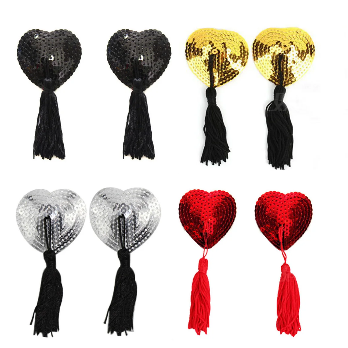 

1 Pair Women Lingerie Breast Bra Nipple Cover Sexy Heart Shape Sequin Tassel Nipple Stickers Pasties Pasties Stickers