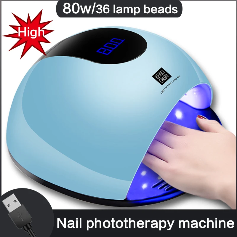 

QIPAI 80W Colorful UV LED Lamp Manucure 36 LEDs Machine UV Ongle Nail Dryer Ice Nagel Lamp SUN Light Fast Curing All Gel Varnish