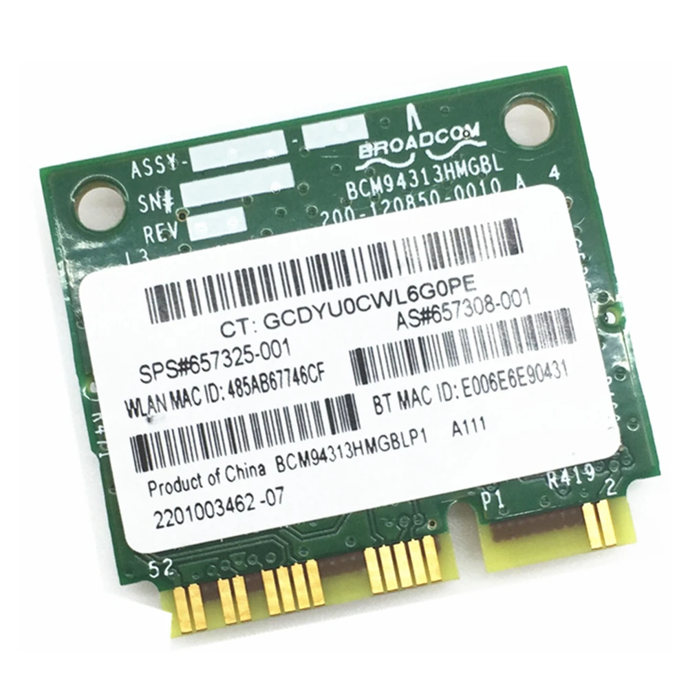 Для BroadCom BCM94313HMGB BCM4313 Wifi+ Bluetooth 4,0 Mini PCI-E 300 Мбит/с карта для hp G4 G6 DV6 DV7 CQ43 CQ57 SPS 657325-001