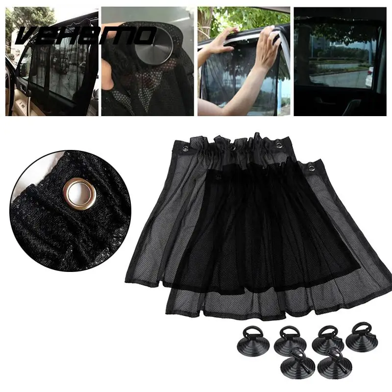 2PCS Car Vehicle Side Window Sun Shade Curtain With Suction Cup 52x75CM Screen Visor Mesh Solar Mosquito Dust | Автомобили и