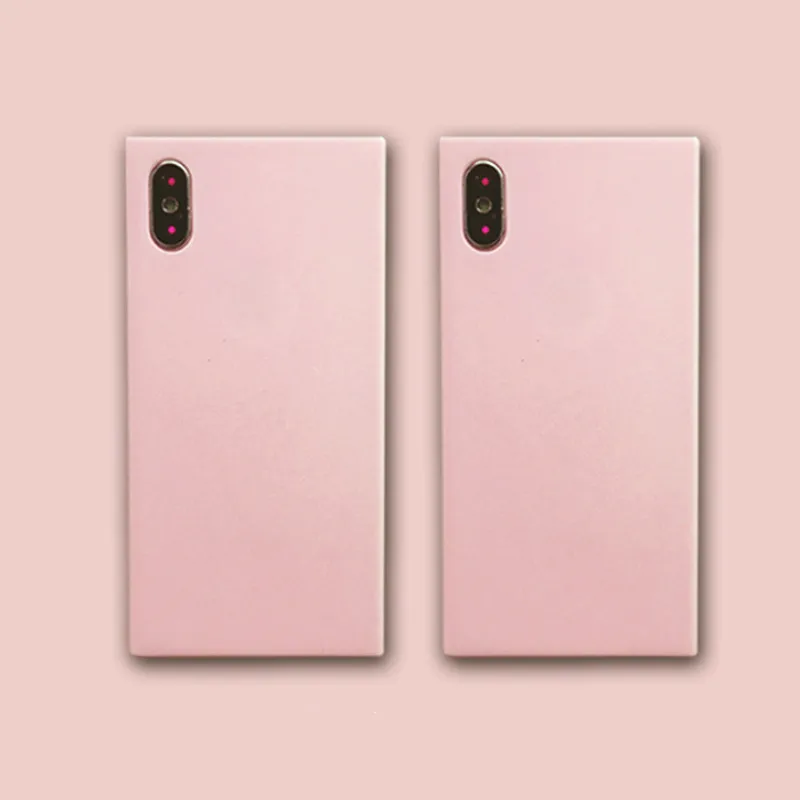 

Square Tpu Phone Case for IPhone XS X 10 8 7 Cases Phone Soft Silicon Back Cover Matte Pouch Pink