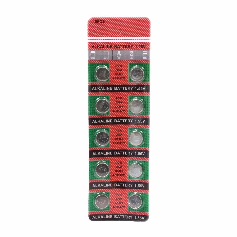 20 шт/2 карты часы батарея 1 5 V AG10 LR54 LR1130 L1131 189 389 щелочные батареи кнопка сотового
