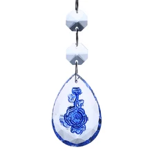 H& D синяя Роза Призма подвесная люстра Висячие капли окна солнцезащитный стеклянный призматический светильник для украшения гирлянды