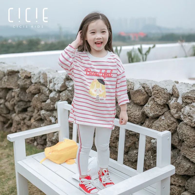 

2019 New Spring Striped Print Fashion Children's Sets Two-piece Set Toddler Girl Clothes Girl Set Boutique Kids Clothing