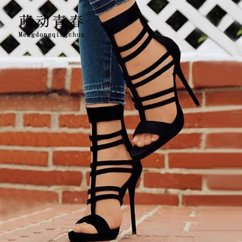 Size 35-40 Europe New Women High Heels Sandals Sexy Hollow Out Open Toe Ankle Strap Summer Women's Shoes Thin Heels Party Pumps