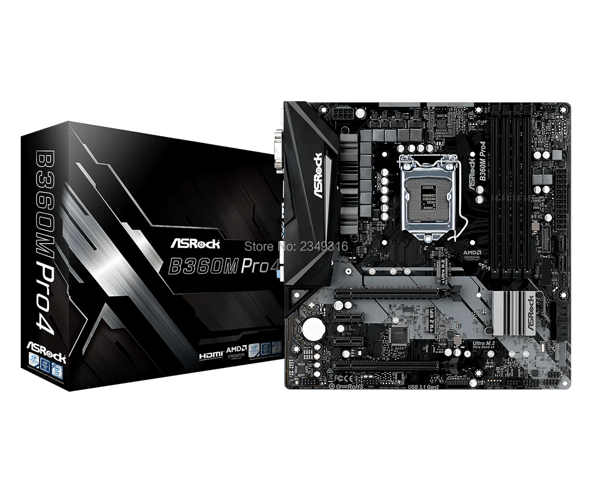 

NEW For ASRock B360M Pro4 Original Desktop Motherboard B360 LGA1151 DDR4 SATA3 USB3.0 Support I5 7500 8500 9400F
