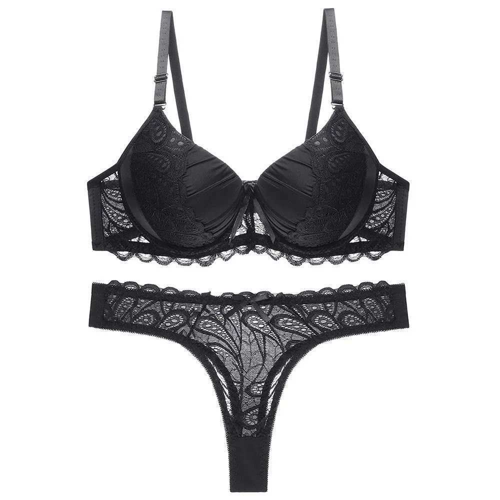 Julexy B C Cup Hollow Out Women Bra Set Push Up Solid Lace Bra Brief Sets Intimates transparent Underwear Panty Set-in Bra & Brief Sets from Underwear & Sleepwears on Aliexpress.com _ Alibaba Group - 6