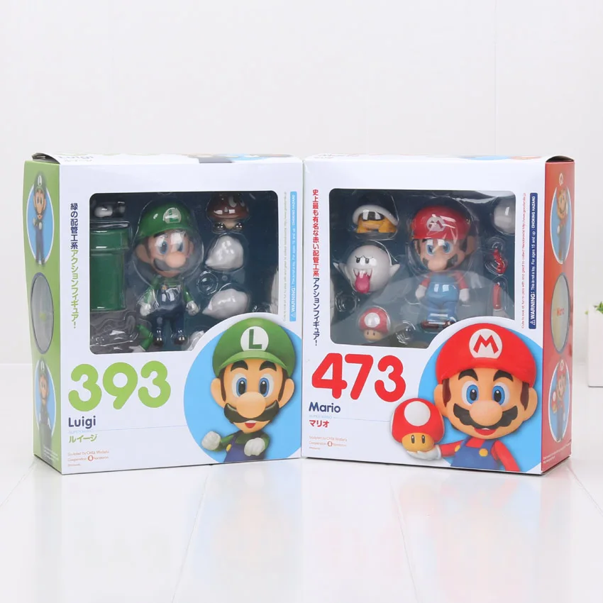

4'' 10cm Super Mario Bros Mario Luigi Q version Decoration Nendoroid PVC Action Figures Collectible Model Toys
