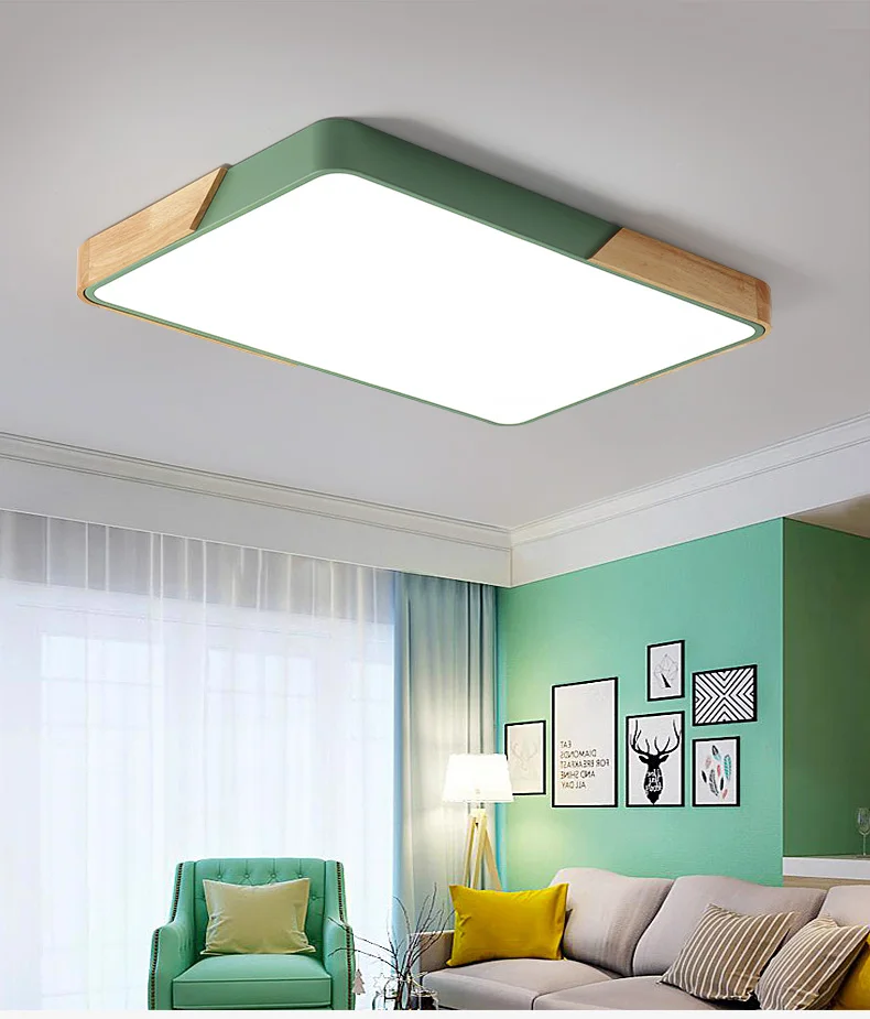 Liga de Carvalho Conduziu a Lâmpada do Teto Luzes de Teto Sala de Estar Luz de Teto Nordic Quadrado Multicolor Pode Ser Escurecido Levou Quarto Levou Luminárias 5 teto sala estar carvalho pode ser escurecido