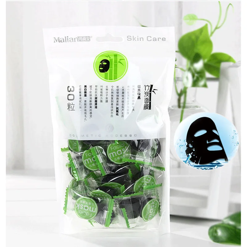 

Compressed Mask 30pcs DIY Facial Natural Bamboo Charcoal Black Sheet Mask Moisturizing Face Care Cosmetic