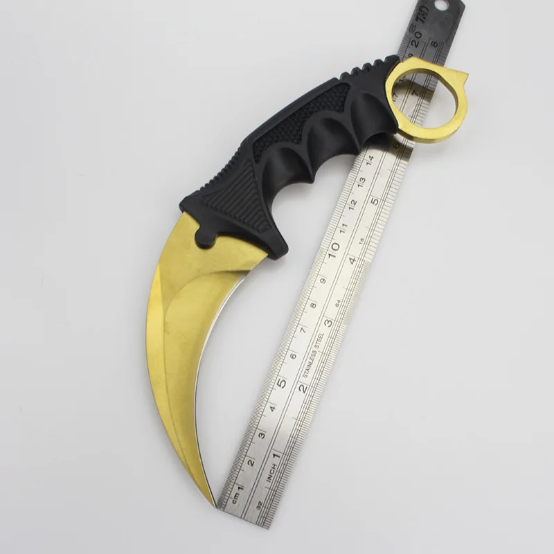 Нож Karambit Cs Go, охотничий нож для выживания, тактические ножи Navajas Supervivencia, настоящий нож s Outillage Couteau Tactique Facas - Цвет: golden