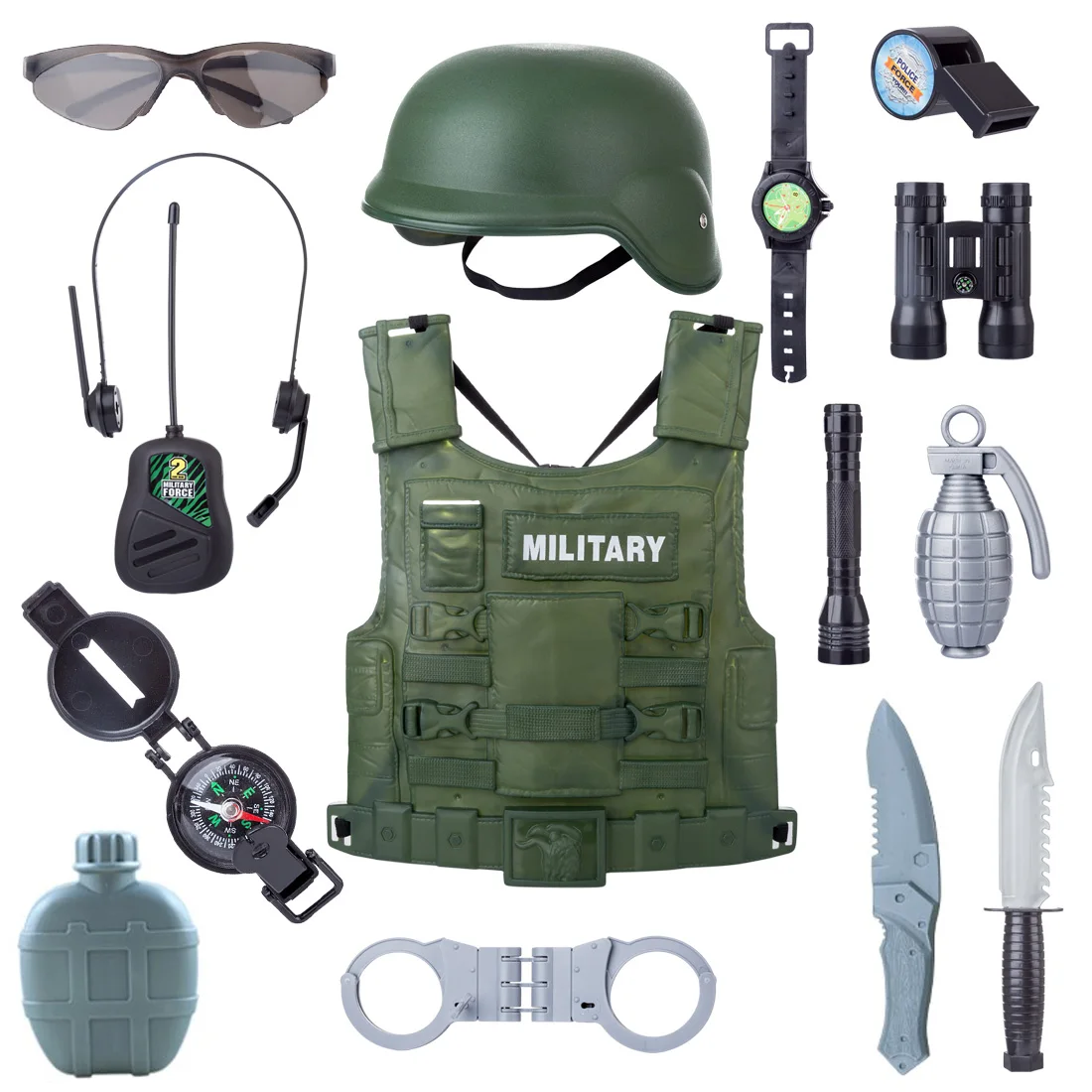

Hot 14Pcs Children Pretend Play Toys Sets Police Army War Role Play Military Combat Playset Creative Kids Boy Action Toys Gifts