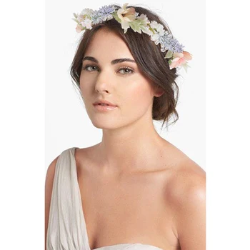 

Sweet Boho Rose Wedding Flower Crown Fabric Flower Headband Princess Wreath Floral Bride Accessories